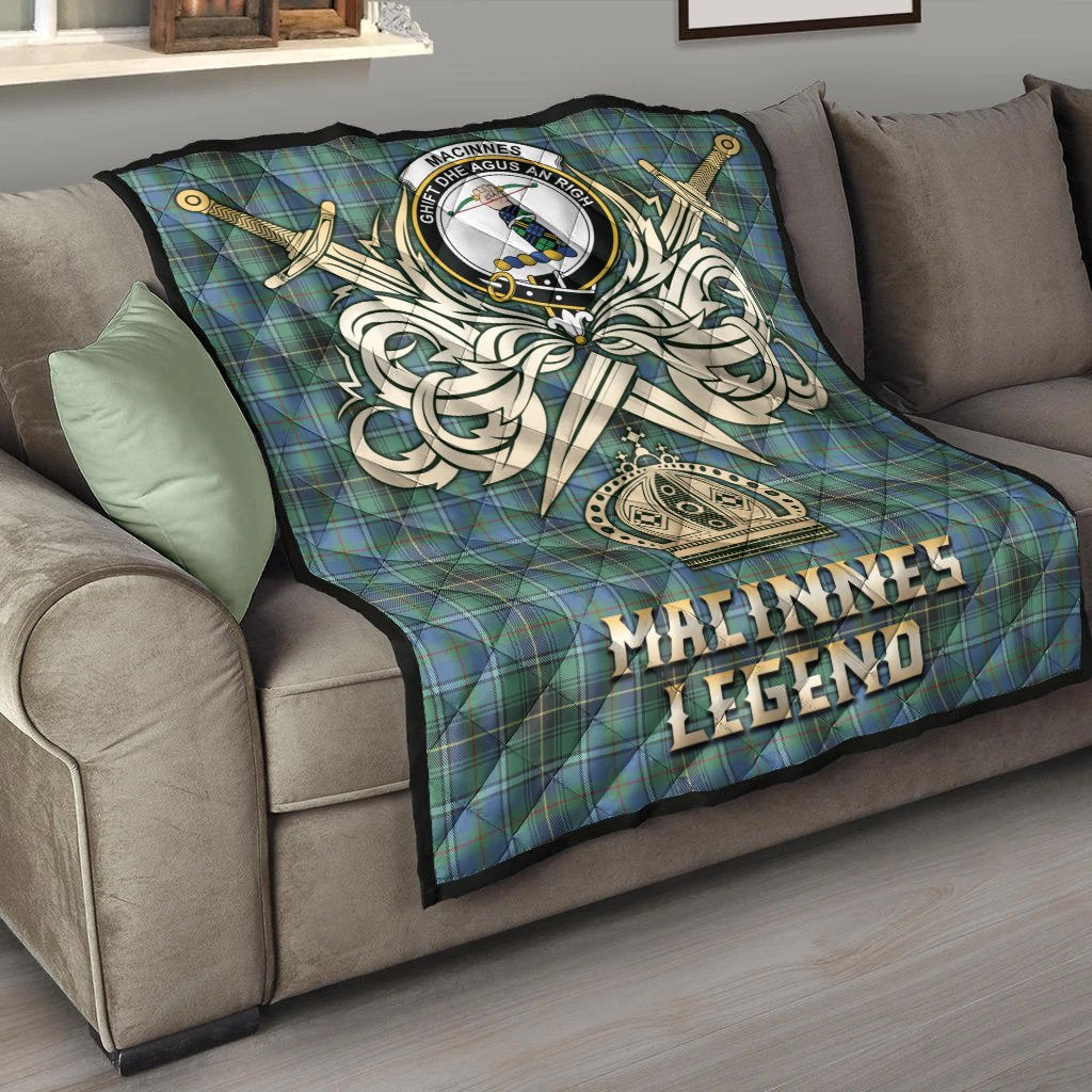 MacInnes Ancient Tartan Crest Legend Gold Royal Premium Quilt