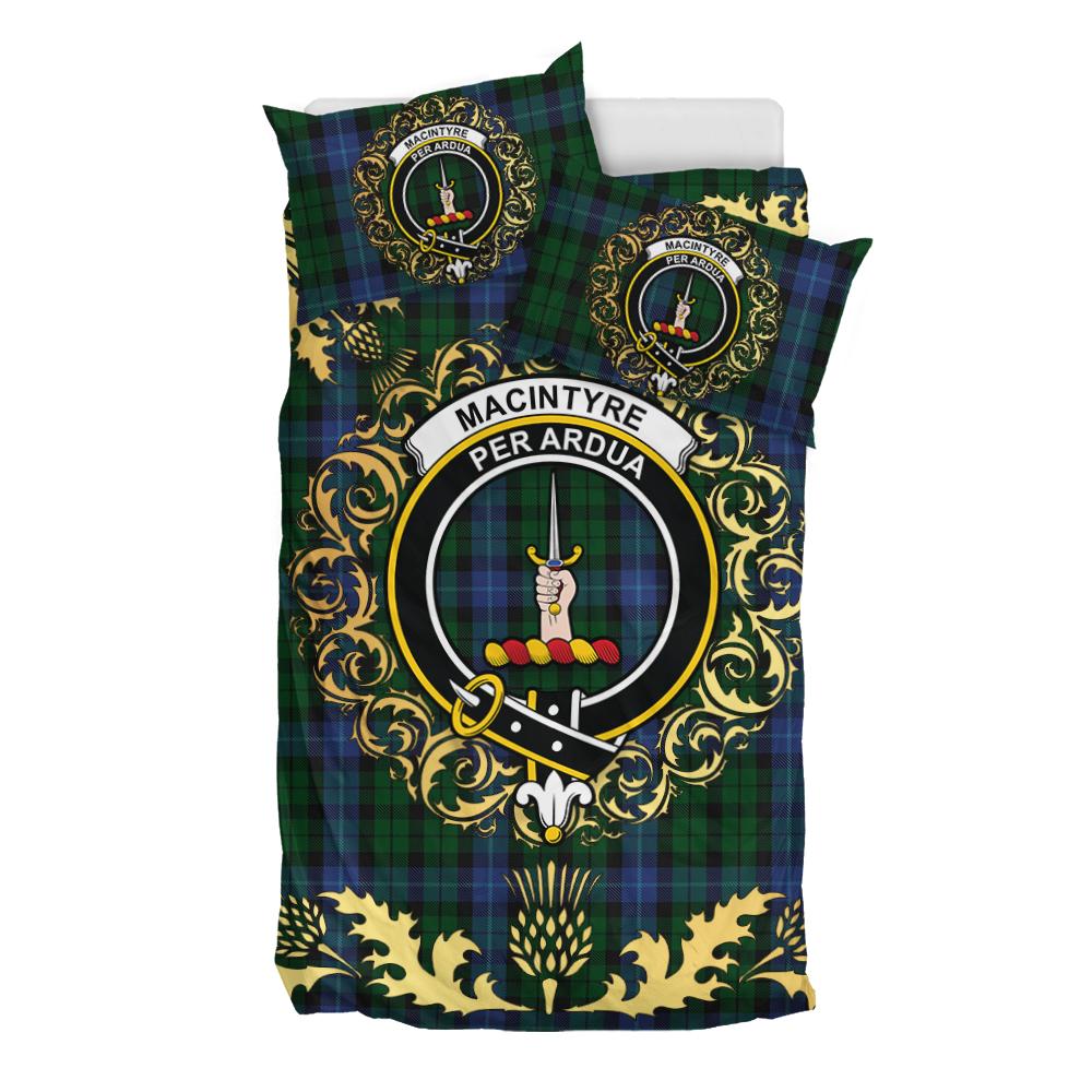 MacIntyre 01 Tartan Crest Bedding Set - Golden Thistle Style