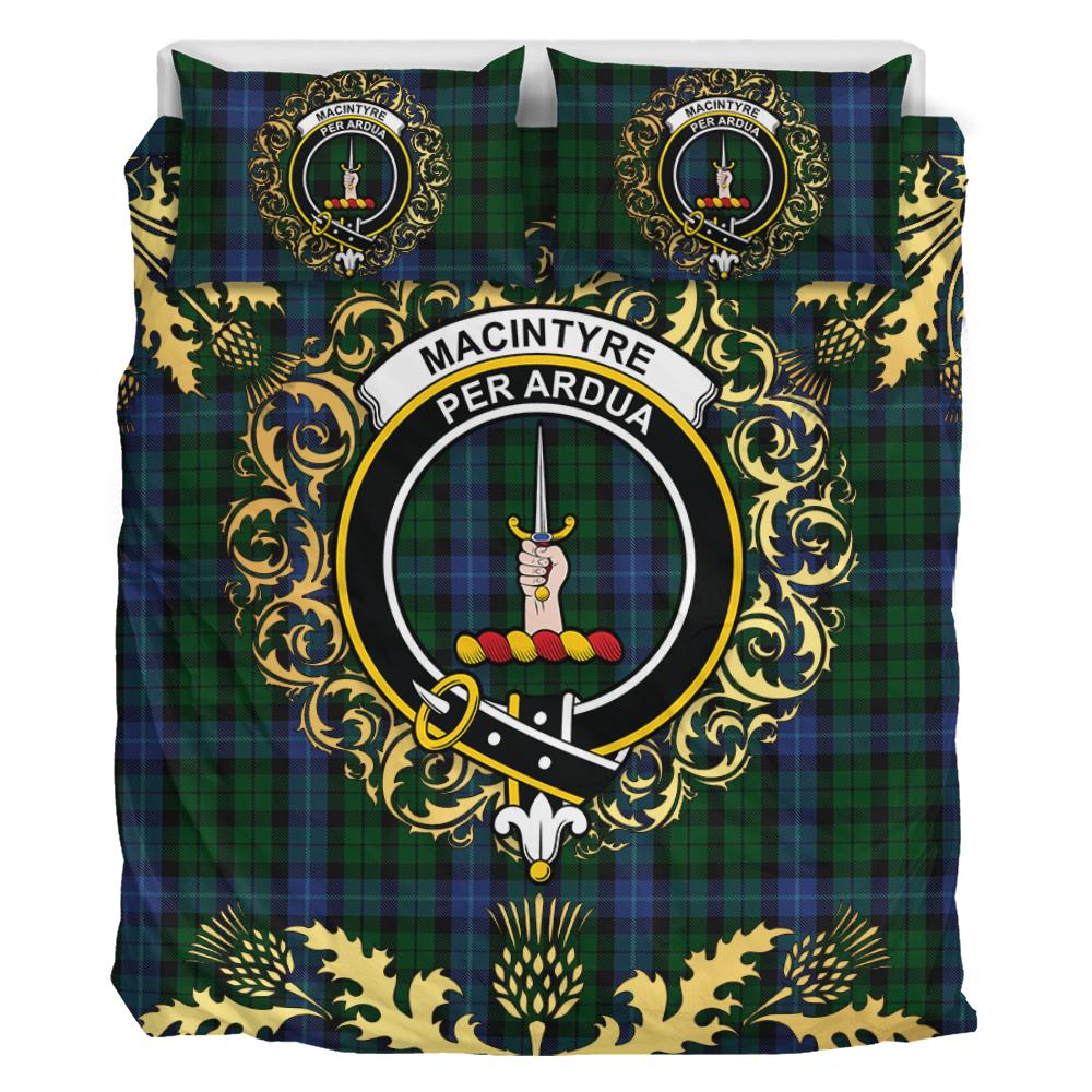 MacIntyre 01 Tartan Crest Bedding Set - Golden Thistle Style