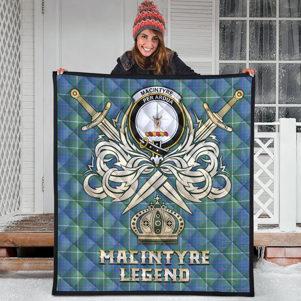 MacIntyre Hunting Ancient Tartan Crest Legend Gold Royal Premium Quilt