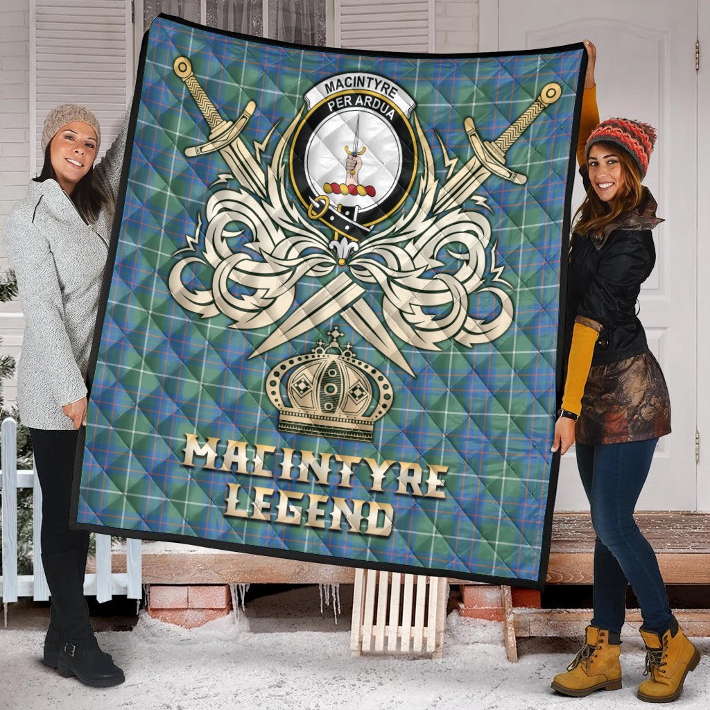 MacIntyre Hunting Ancient Tartan Crest Legend Gold Royal Premium Quilt