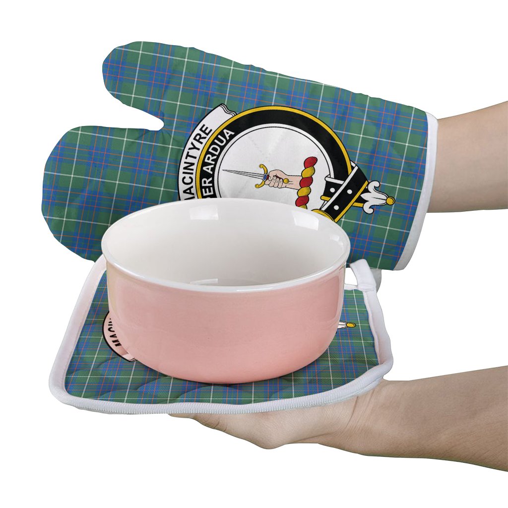 MacIntyre Hunting Ancient Tartan Crest Oven Mitt And Pot Holder (2 Oven Mitts + 1 Pot Holder)