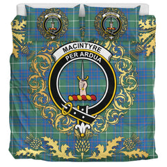 MacIntyre Hunting Ancient Tartan Crest Bedding Set - Golden Thistle Style