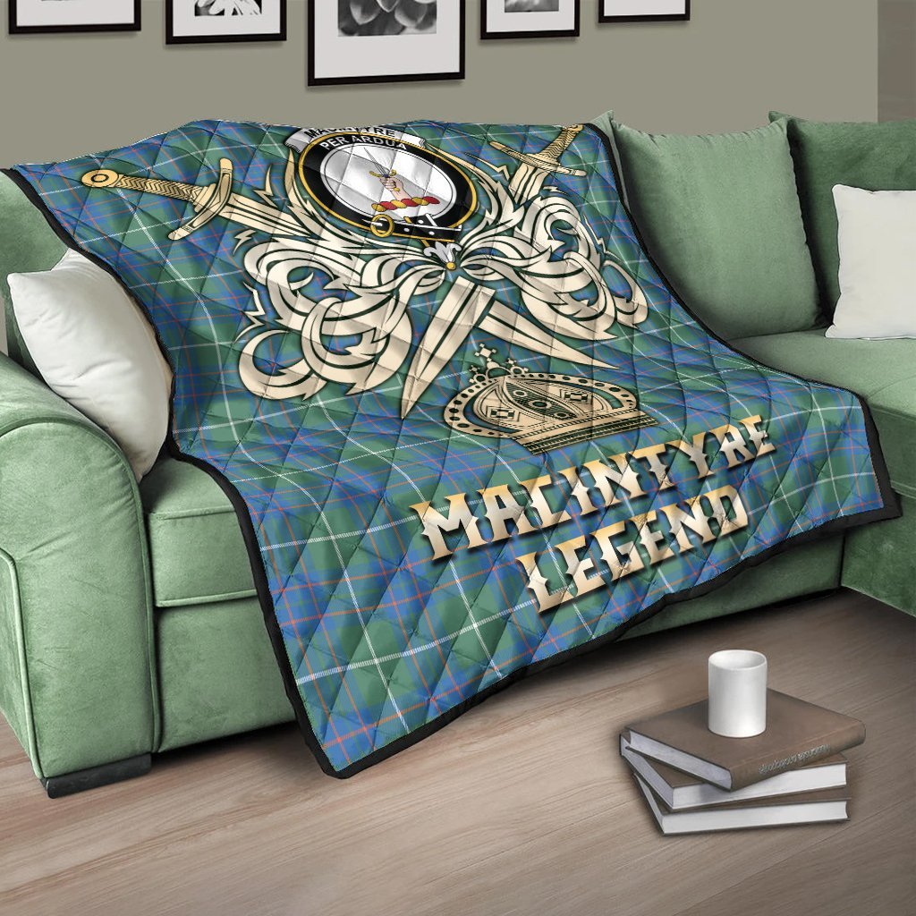 MacIntyre Hunting Ancient Tartan Crest Legend Gold Royal Premium Quilt