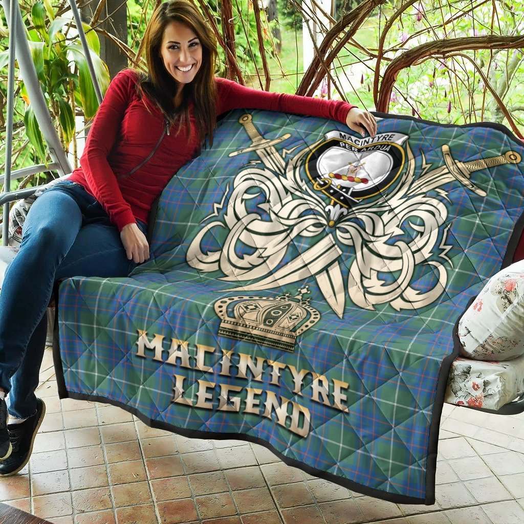 MacIntyre Hunting Ancient Tartan Crest Legend Gold Royal Premium Quilt
