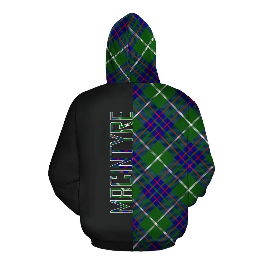 MacIntyre Hunting Modern Tartan Hoodie Half of Me - Cross Style