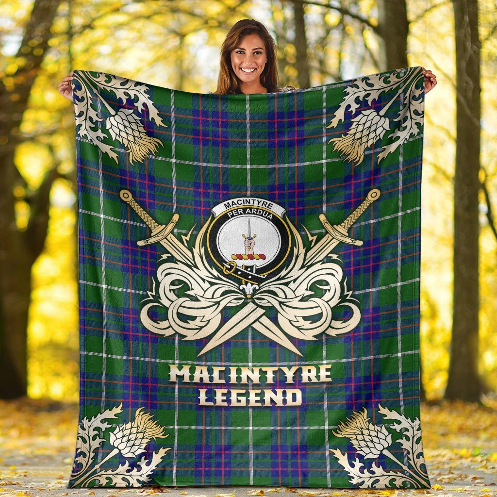 MacIntyre Hunting Modern Tartan Gold Courage Symbol Blanket