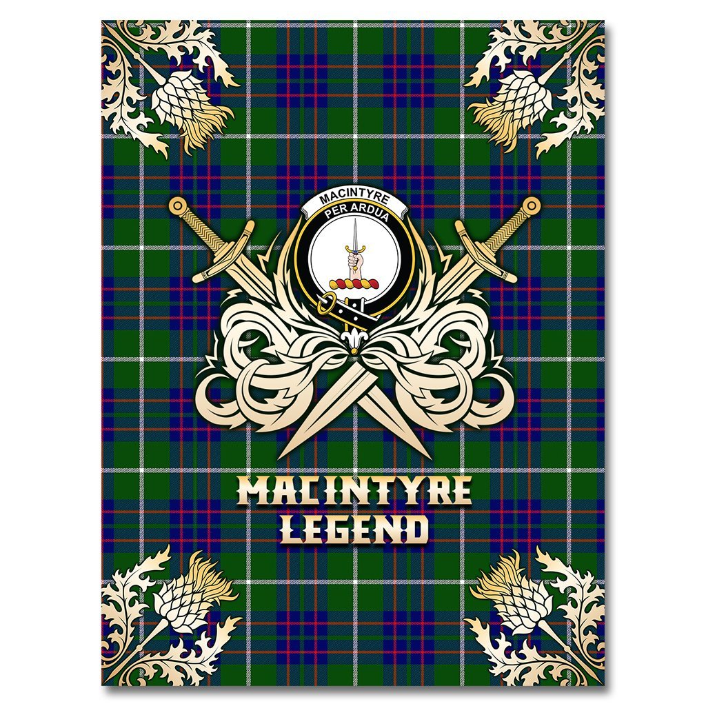 MacIntyre Hunting Modern Tartan Gold Courage Symbol Blanket