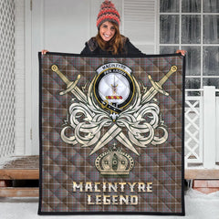MacIntyre Hunting Weathered Tartan Crest Legend Gold Royal Premium Quilt