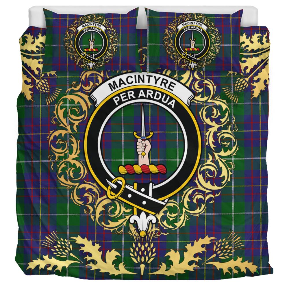 MacIntyre Inglis Tartan Crest Bedding Set - Golden Thistle Style