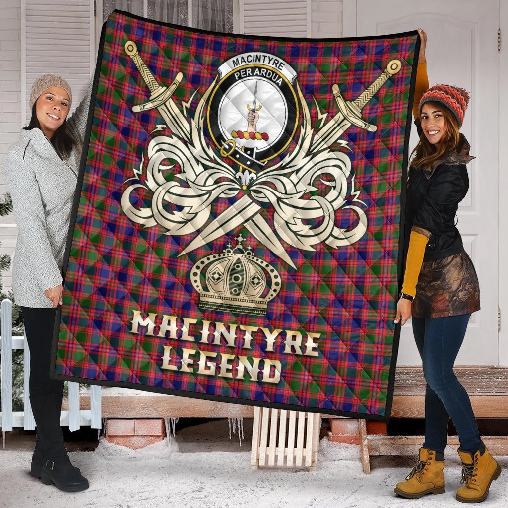 MacIntyre Modern Tartan Crest Legend Gold Royal Premium Quilt