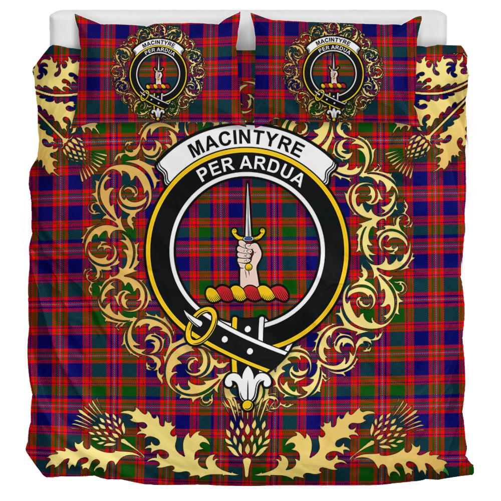 MacIntyre Modern Tartan Crest Bedding Set - Golden Thistle Style