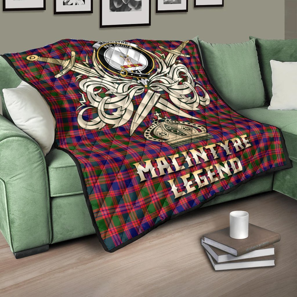 MacIntyre Modern Tartan Crest Legend Gold Royal Premium Quilt