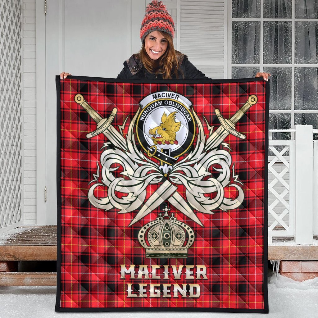 MacIver Modern Tartan Crest Legend Gold Royal Premium Quilt