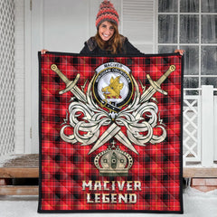 MacIver Modern Tartan Crest Legend Gold Royal Premium Quilt