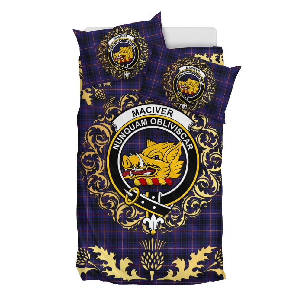 MacIver of Strome Tartan Crest Bedding Set - Golden Thistle Style