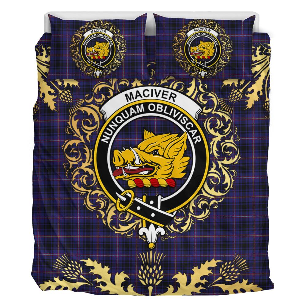 MacIver of Strome Tartan Crest Bedding Set - Golden Thistle Style