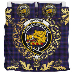 MacIver of Strome Tartan Crest Bedding Set - Golden Thistle Style