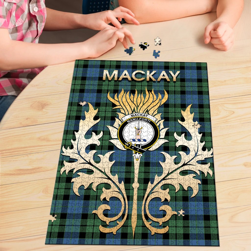 MacKay Ancient Tartan Crest Thistle Jigsaw Puzzles