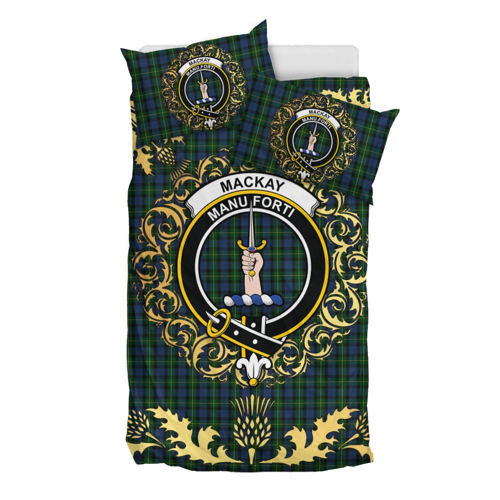 MacKay Bonner Tartan Crest Bedding Set - Golden Thistle Style