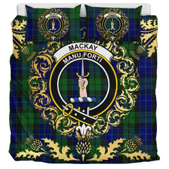 MacKay Logan Tartan Crest Bedding Set - Golden Thistle Style
