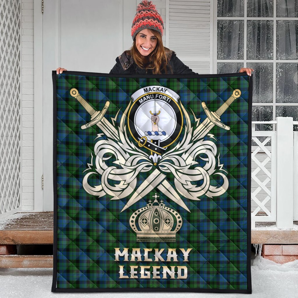MacKay Modern Tartan Crest Legend Gold Royal Premium Quilt