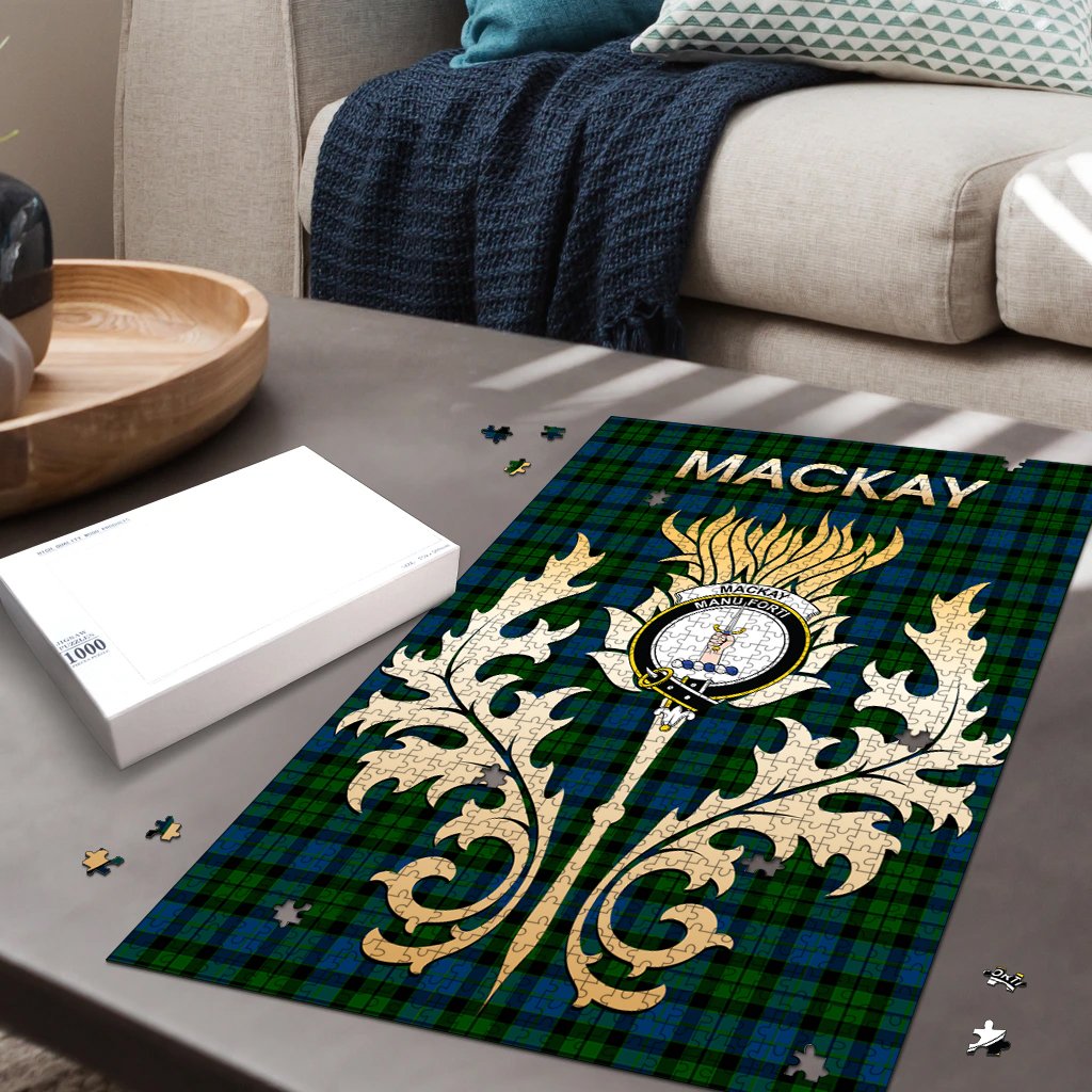 MacKay Modern Tartan Crest Thistle Jigsaw Puzzles