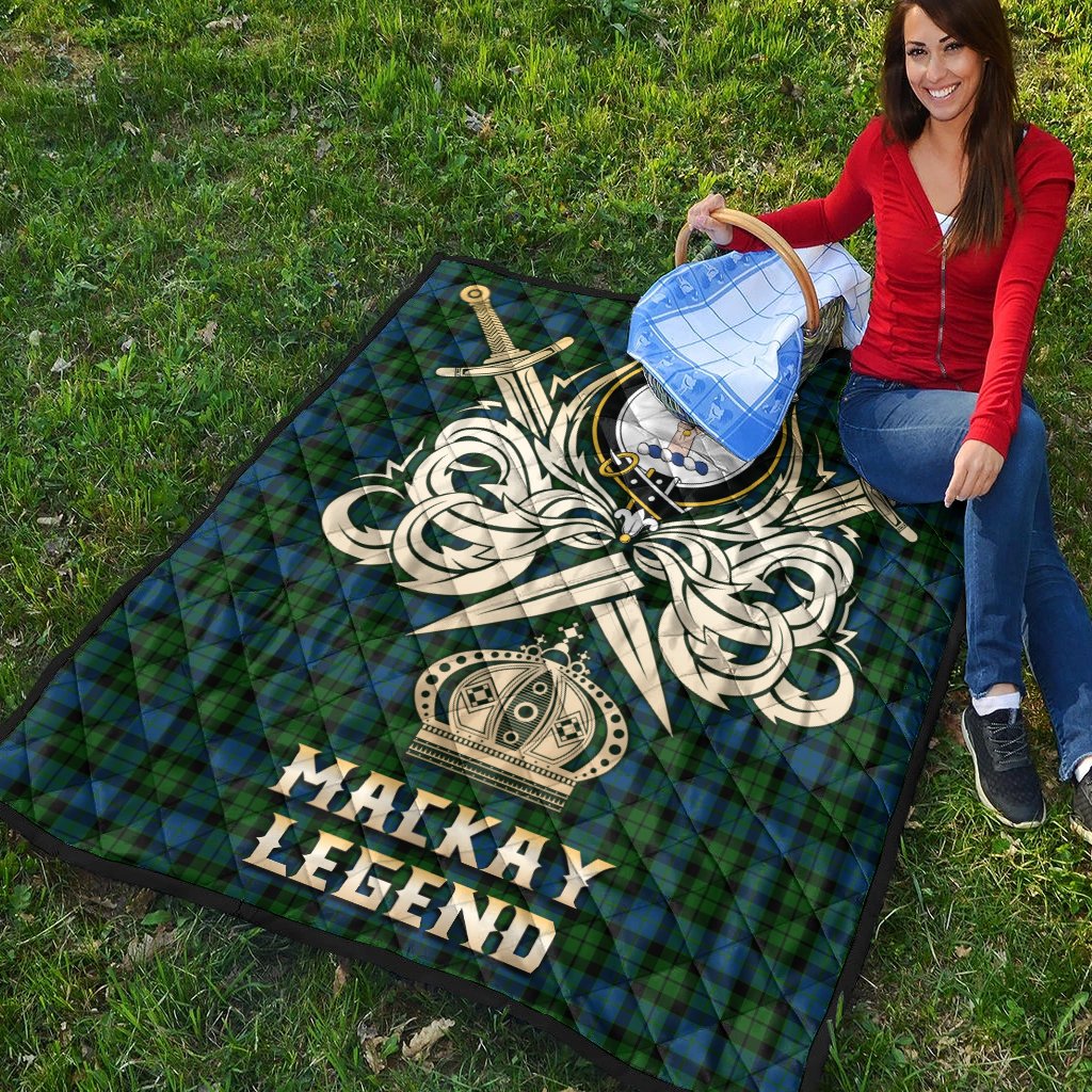 MacKay Modern Tartan Crest Legend Gold Royal Premium Quilt