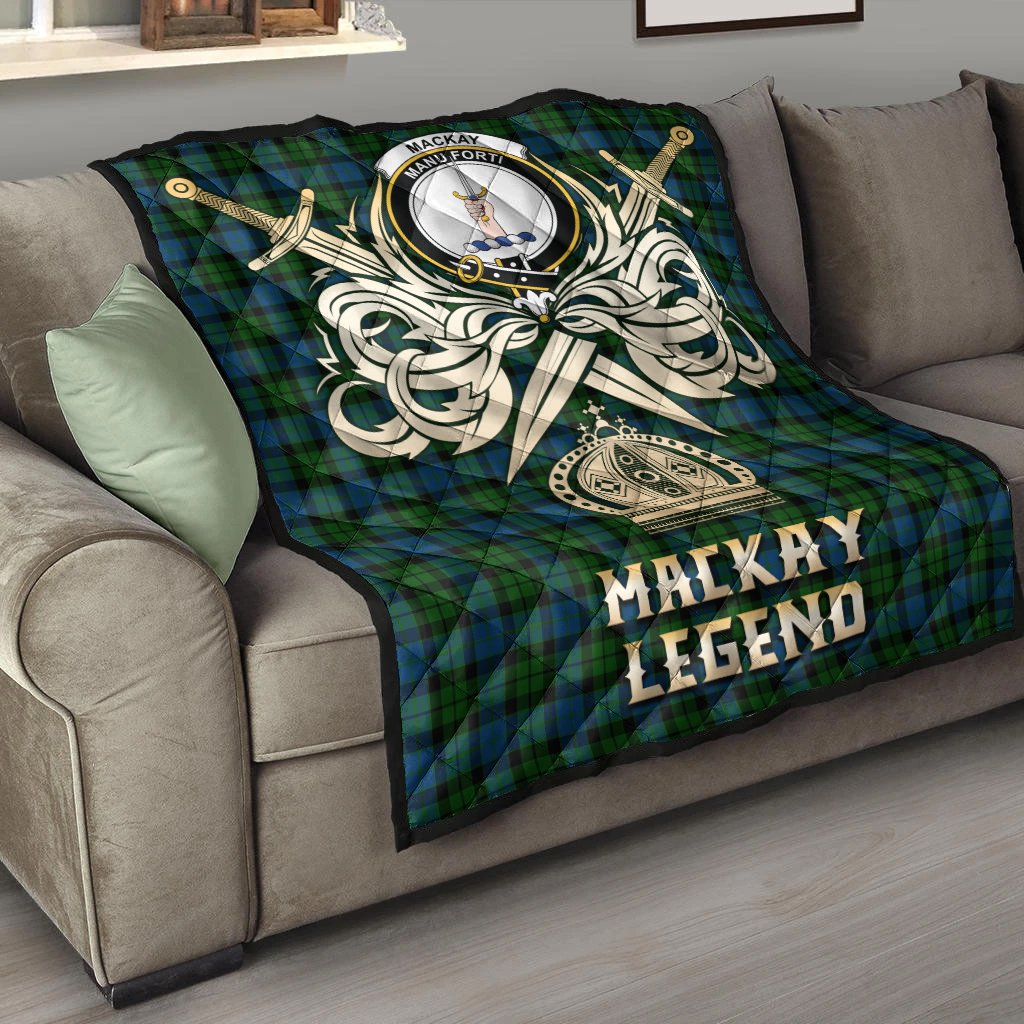MacKay Modern Tartan Crest Legend Gold Royal Premium Quilt