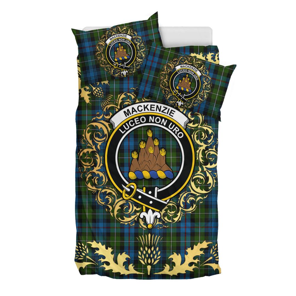 MacKenzie Tartan Crest Bedding Set - Golden Thistle Style