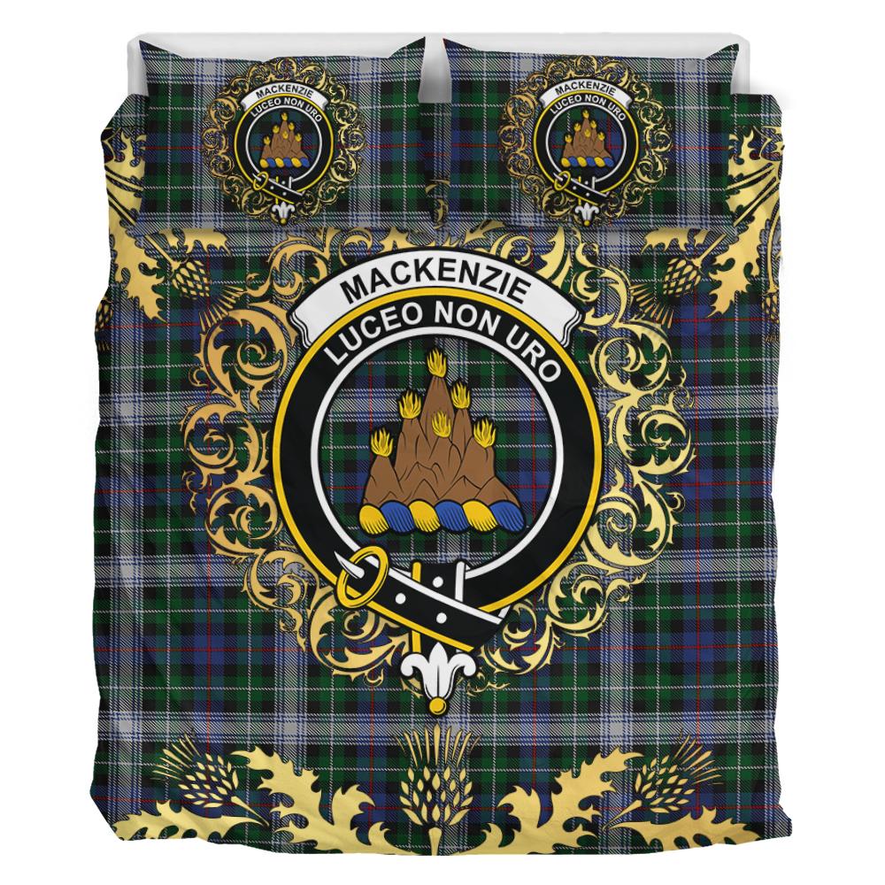 MacKenzie Dress 02 Tartan Crest Bedding Set - Golden Thistle Style