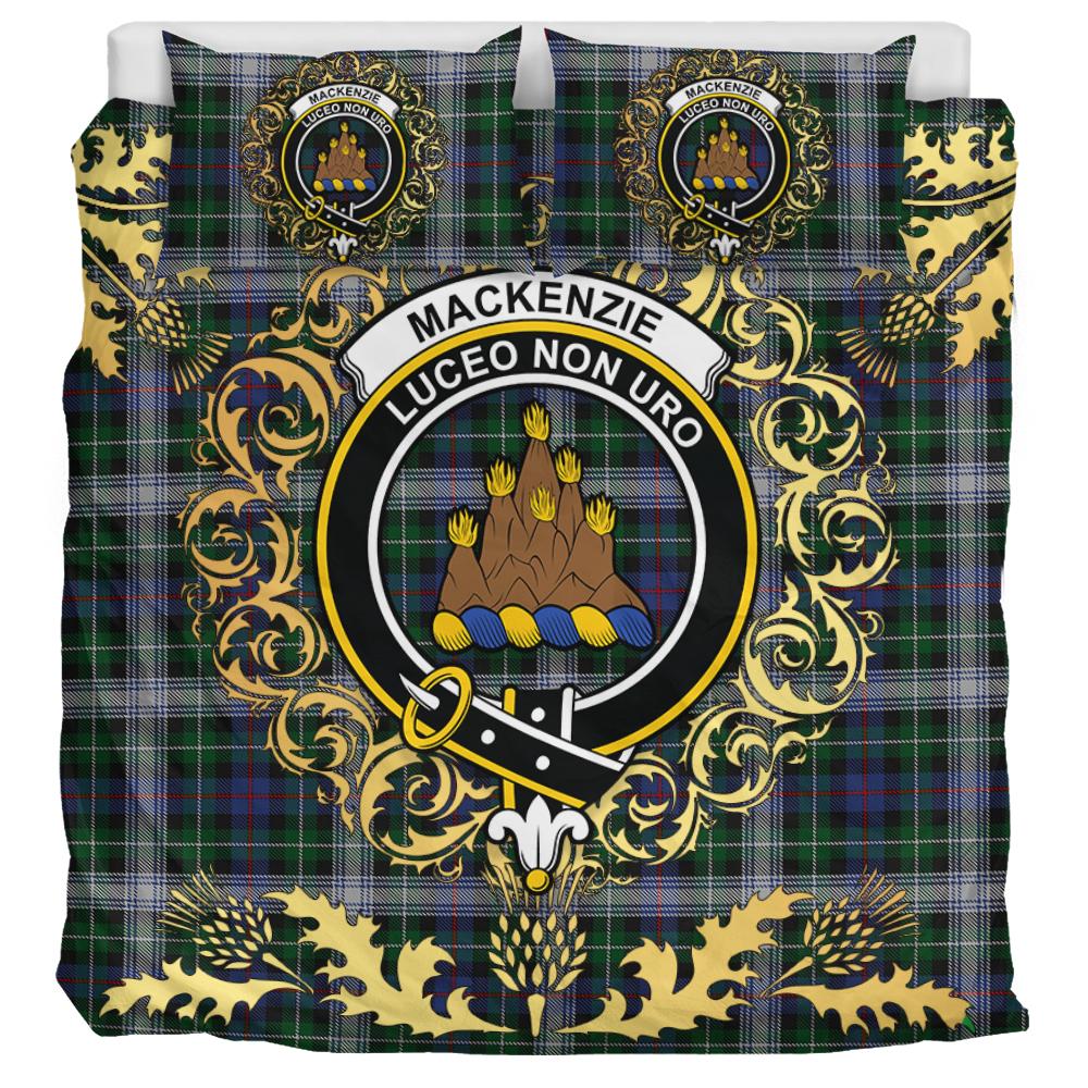 MacKenzie Dress 02 Tartan Crest Bedding Set - Golden Thistle Style