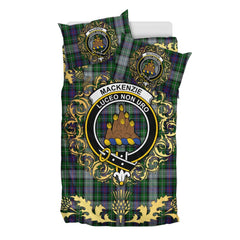 MacKenzie Dress Tartan Crest Bedding Set - Golden Thistle Style