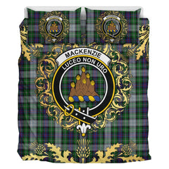MacKenzie Dress Tartan Crest Bedding Set - Golden Thistle Style