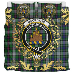 MacKenzie Dress Tartan Crest Bedding Set - Golden Thistle Style