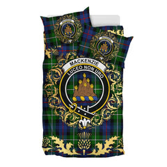 MacKenzie Modern Tartan Crest Bedding Set - Golden Thistle Style