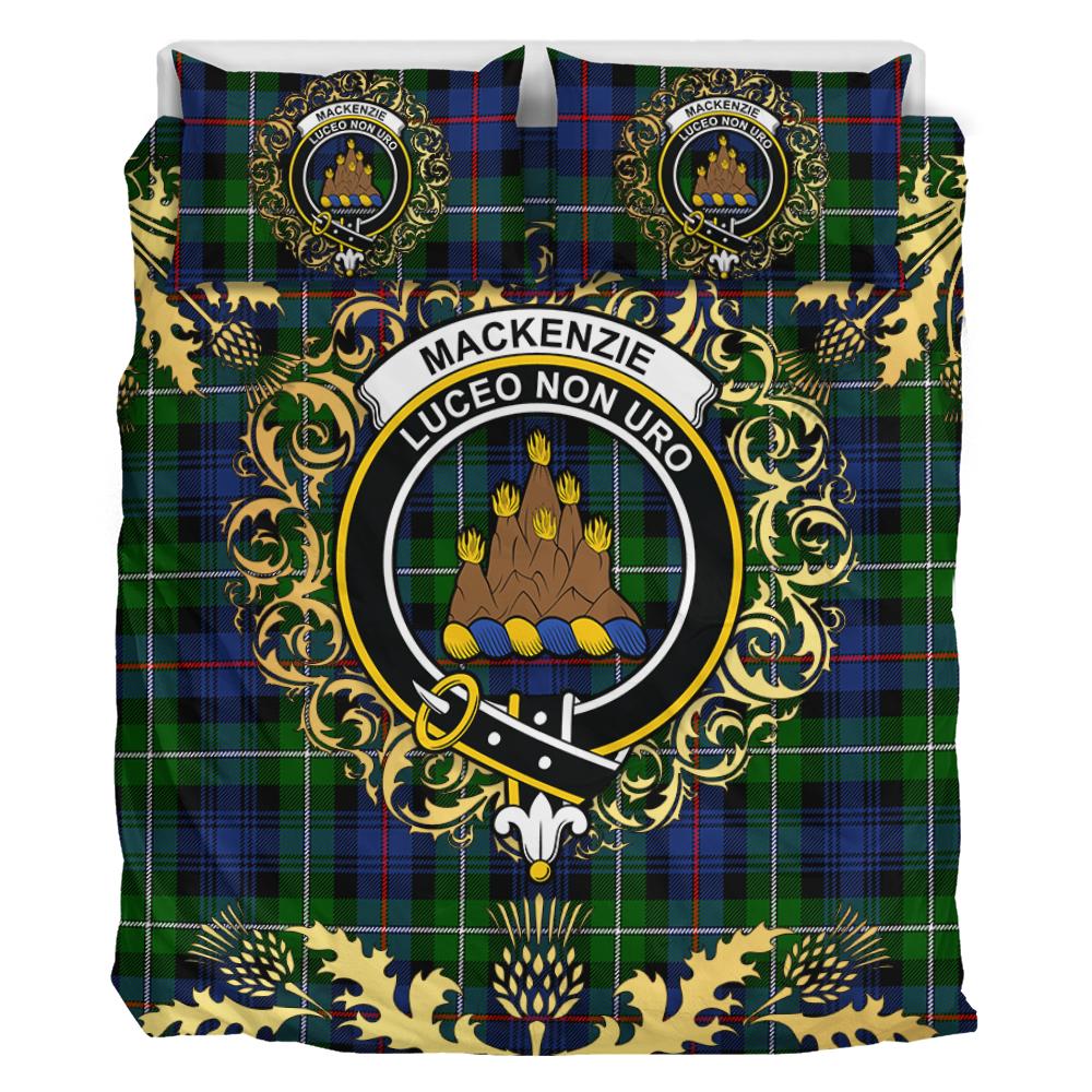 MacKenzie Modern Tartan Crest Bedding Set - Golden Thistle Style