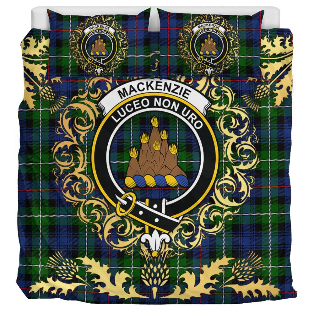MacKenzie Modern Tartan Crest Bedding Set - Golden Thistle Style