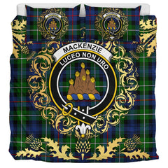 MacKenzie Modern Tartan Crest Bedding Set - Golden Thistle Style