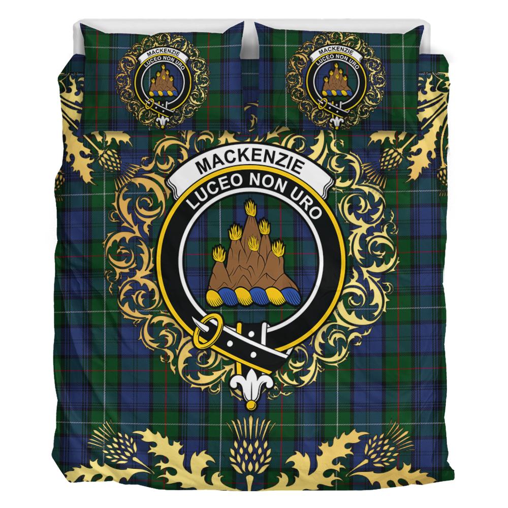MacKenzie Vestiarium Scoticum Tartan Crest Bedding Set - Golden Thistle Style