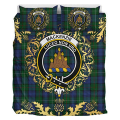MacKenzie Vestiarium Scoticum Tartan Crest Bedding Set - Golden Thistle Style