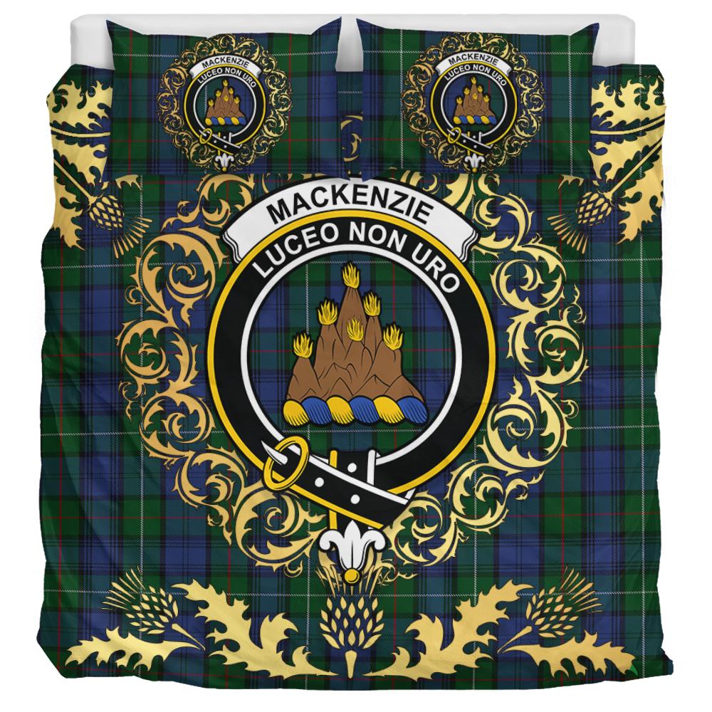 MacKenzie Vestiarium Scoticum Tartan Crest Bedding Set - Golden Thistle Style