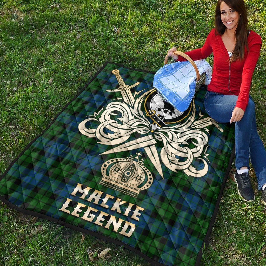 MacKie Tartan Crest Legend Gold Royal Premium Quilt