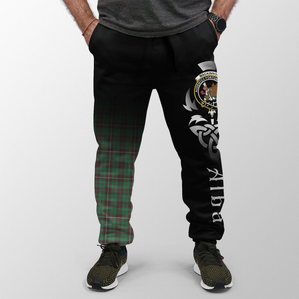 MacKinnon Hunting Ancient Tartan Crest Jogger Sweatpants - Alba Celtic Style