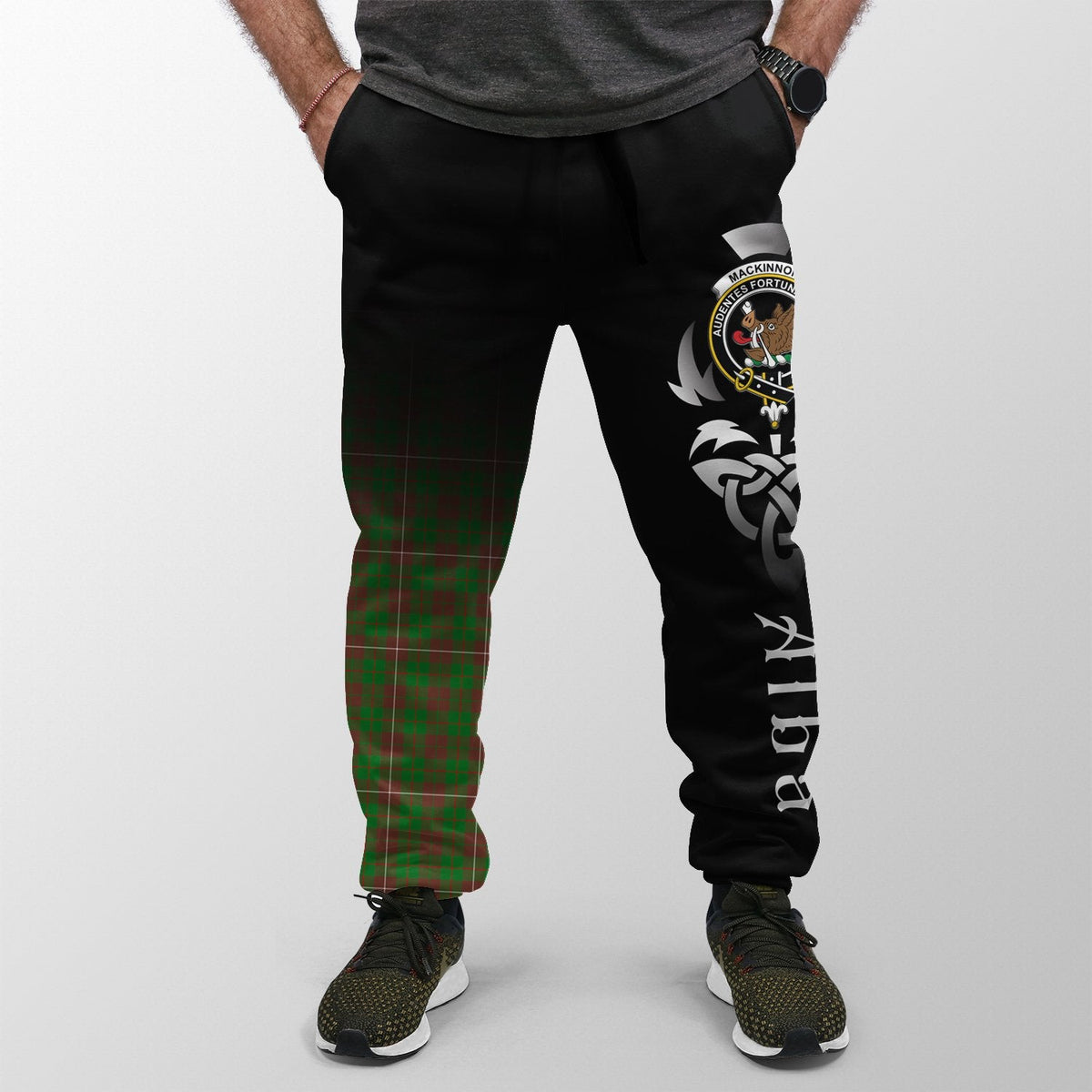 MacKinnon Hunting Modern Tartan Crest Jogger Sweatpants - Alba Celtic Style