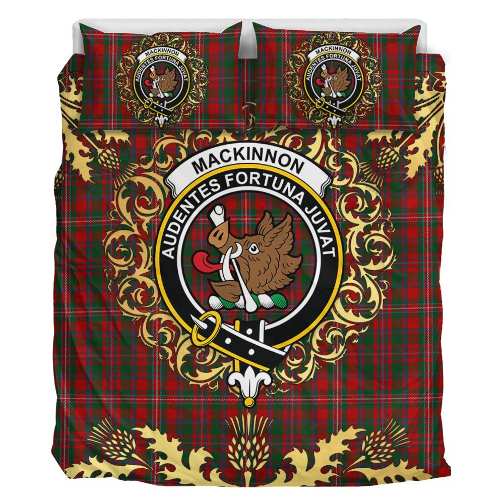 MacKinnon 01 Tartan Crest Bedding Set - Golden Thistle Style