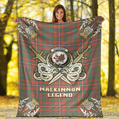 MacKinnon Ancient Tartan Gold Courage Symbol Blanket