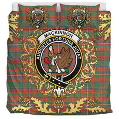 MacKinnon Ancient Tartan Crest Bedding Set - Golden Thistle Style