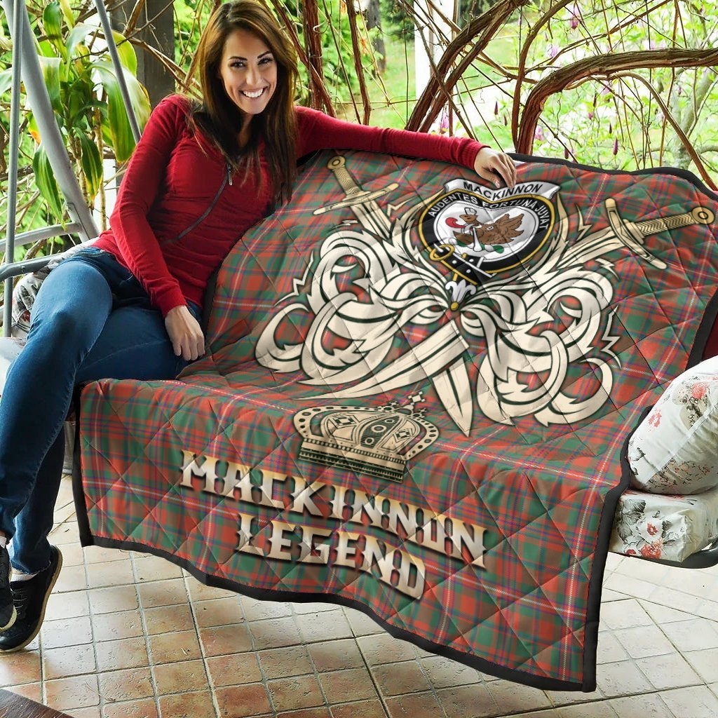 MacKinnon Ancient Tartan Crest Legend Gold Royal Premium Quilt