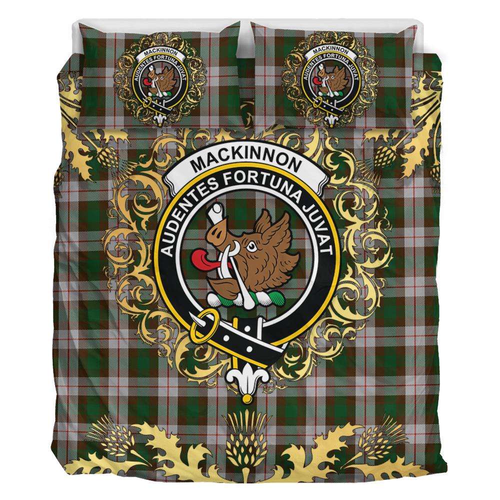 MacKinnon Dress Tartan Crest Bedding Set - Golden Thistle Style